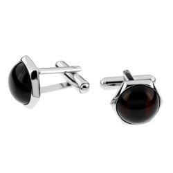 Silver cufflinks with amber