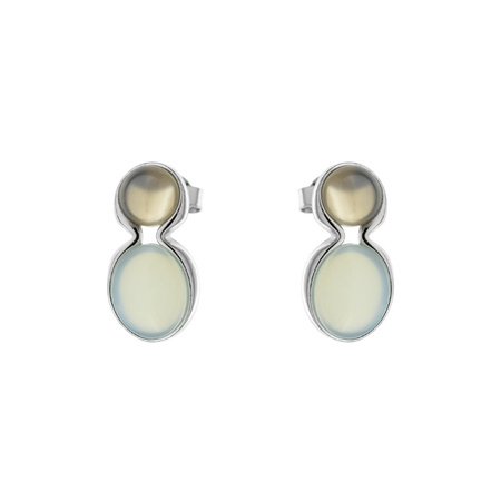Silver earrings with agate aqua and  gray agate