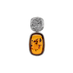 Silver pendant with amber