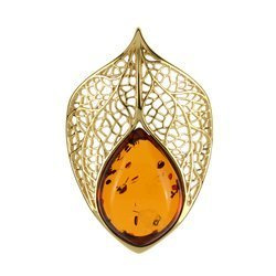 Silver pendant with amber