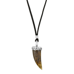 Silver pendant with amber