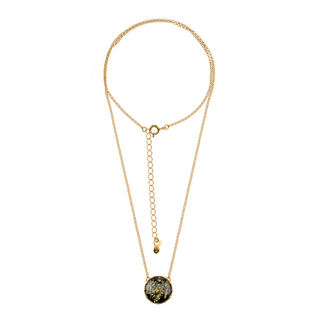 Silver necklace with amber