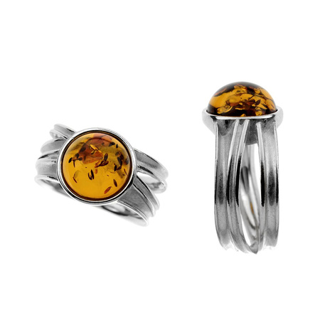 Silver ring with amber