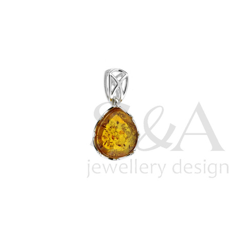 Silver pendant with amber