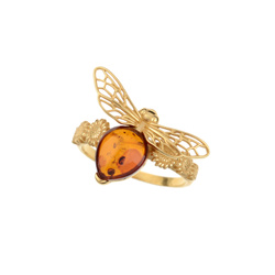 Silver ring with amber