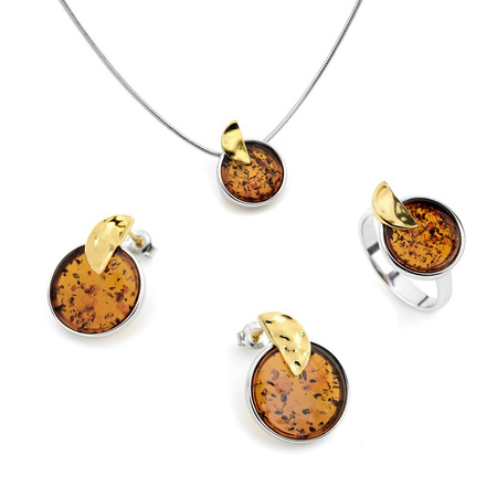 Silver pendant with amber