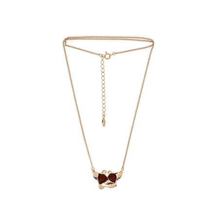 Silver necklace with amber -  doves