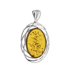 Silver pendant with amber