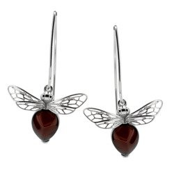 Silver earrings with amber