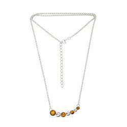 Silver necklace with amber