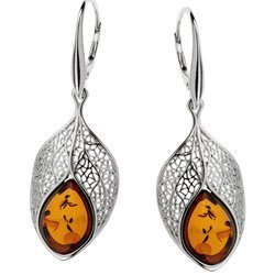 Silver earrings with amber
