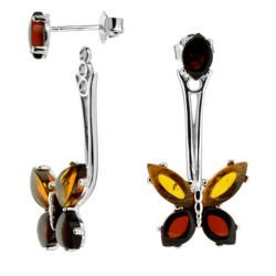 Silver earrings with amber