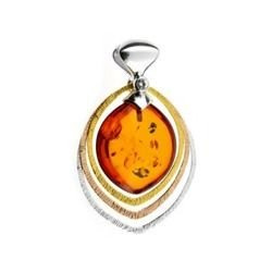 Silver pendant with amber