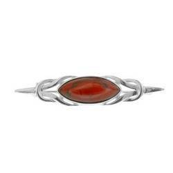 Silver brooch with amber