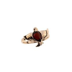 Silver ring with amber -  dove