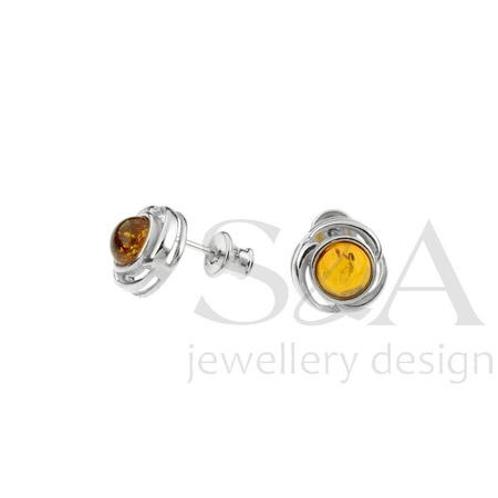 Silver earrings with amber