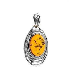 Silver pendant with amber