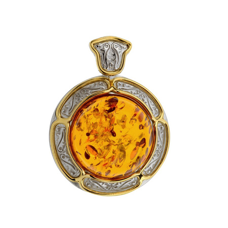 Silver pendant with amber