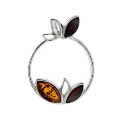 Silver pendant with ambe
