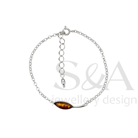 Silver bracelet with amber
