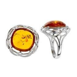 Silver ring with amber