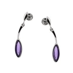Silver earrings with ametyst and rose quartz