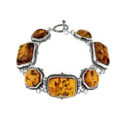 Silver bracelet with amber