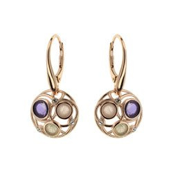 Silver earrings with amethyst and quartz