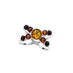 Silver ring with amber