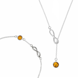 Silver necklace with amber