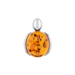 Silver pendant with amber