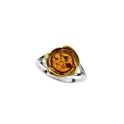 Silver ring with amber