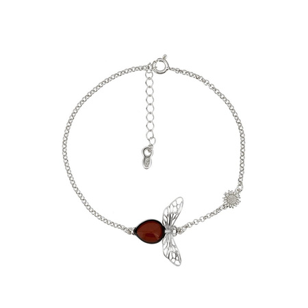 Silver bracelet with amber