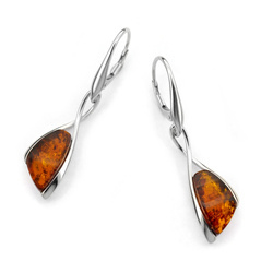 Silver earrings with amber