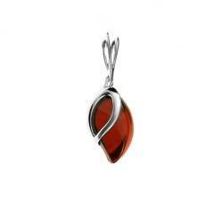 Silver pendant with amber