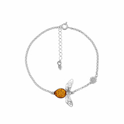 Silver bracelet with amber