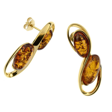 Kolczyki srebrne z bursztynem