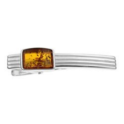 Silver tie clip with amber