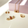 Silver necklace with amber - crown