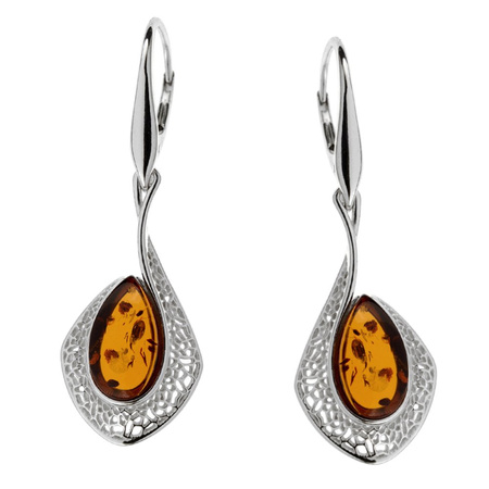Silver earrings with amber