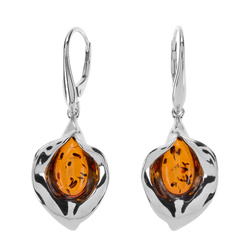 Silver earrings with amber