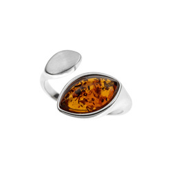 Silver ring with amber