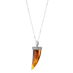 Silver pendant with amber