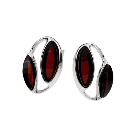 Kolczyki srebrne z bursztynem