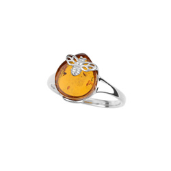 Silver ring with amber