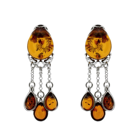 Silver earrings with amber