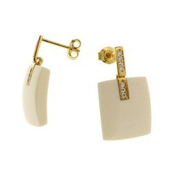 Kolczyki srebrne z ciosem mamuta i cyrkoniami