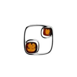 Silver pendant with amber