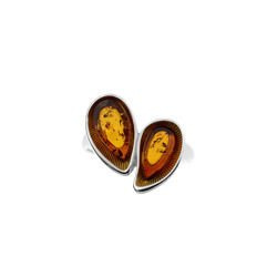 Silver ring with amber