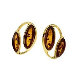 Silver earrings with amber